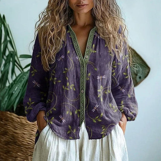 Cara - Vintage Blattbluse