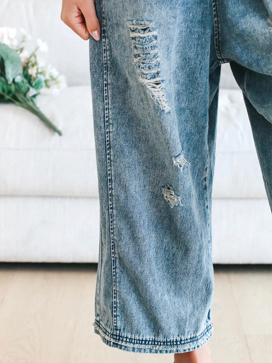 Thessa - Verwaschene Denim-Latzhose