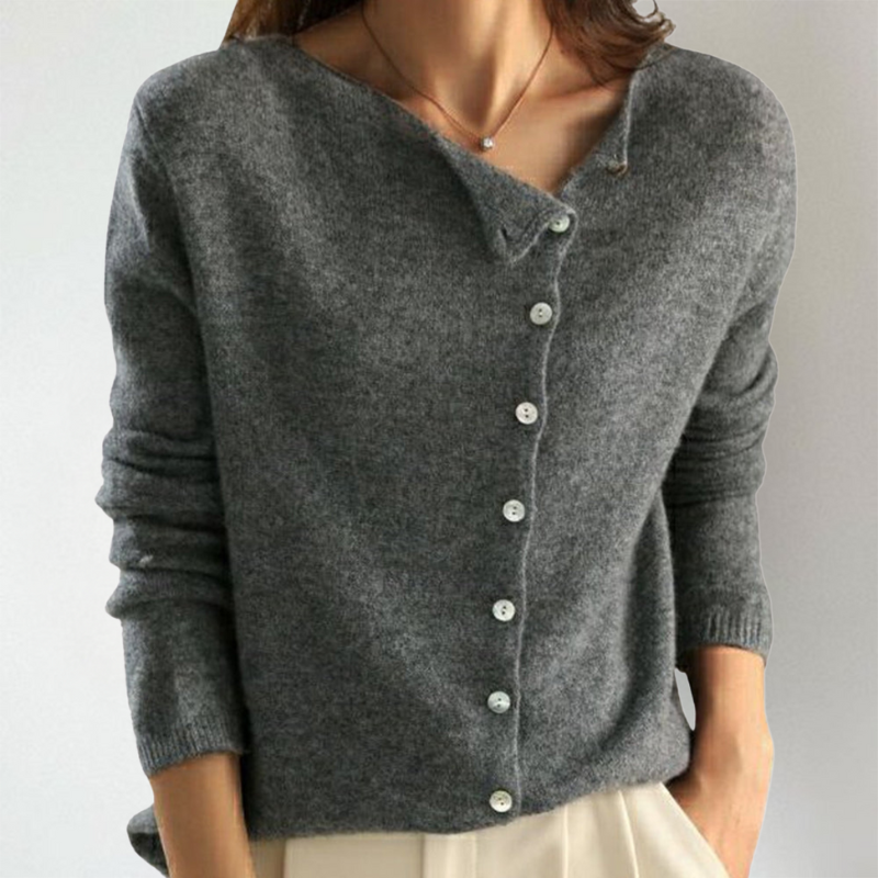 Kate - Schicker asymmetrischer Knopf-Cardigan