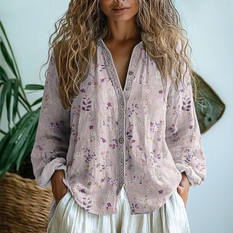 Cara - Vintage Blattbluse