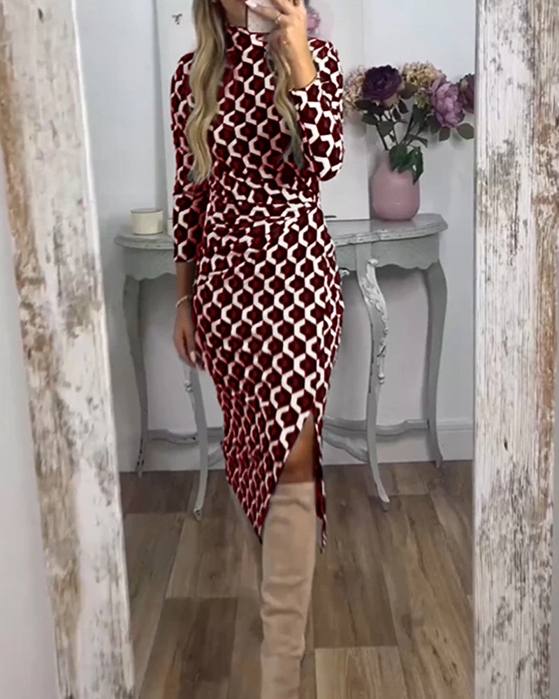Donna - Bequemes bedrucktes Schlitzkleid