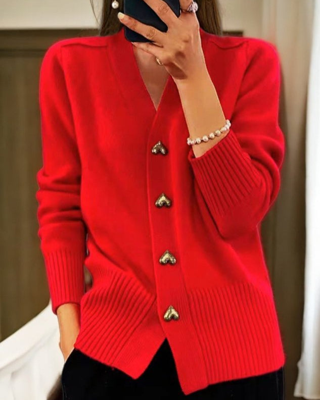 Adele - Eleganter Herzknopf-Cardigan